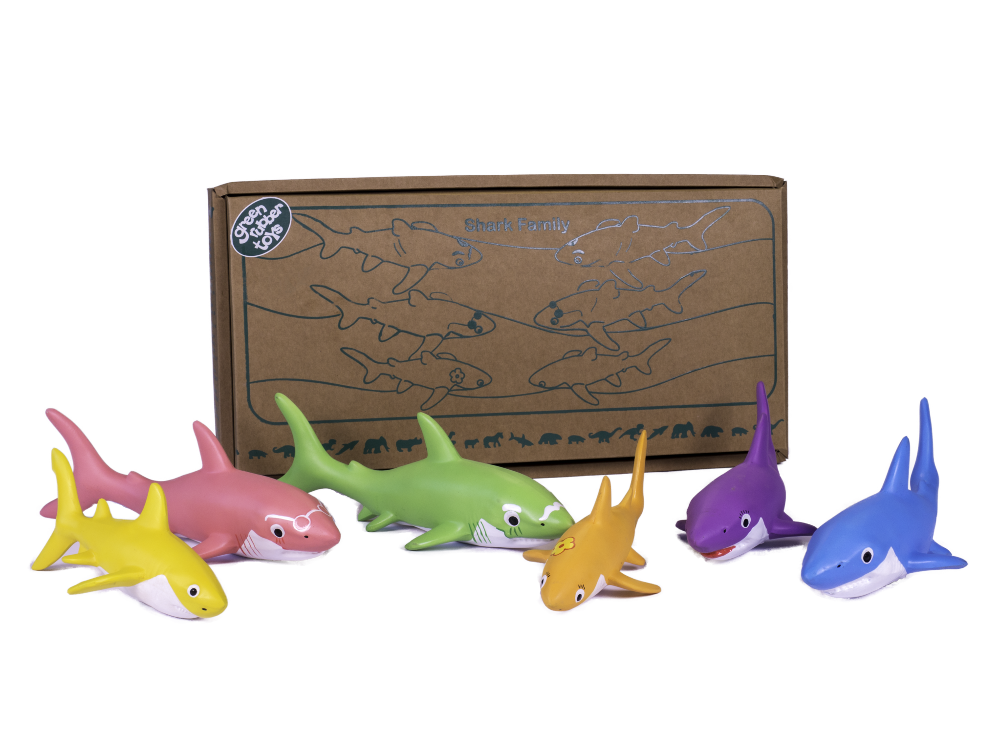 shark-family-green-rubber-toys